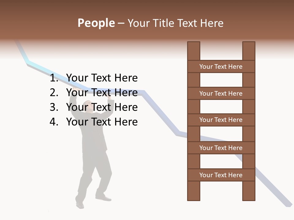 Young Modern Businessman Portrait Shot In Studio Over White Background - Pushing 3D Graphic Arrow Upwards PowerPoint Template