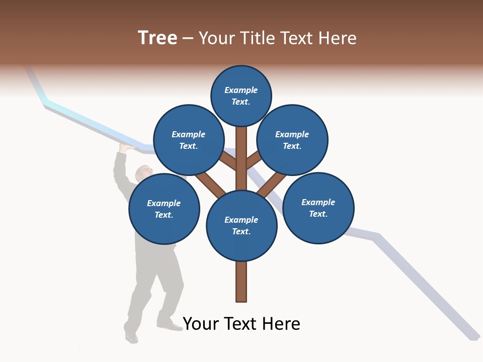 Young Modern Businessman Portrait Shot In Studio Over White Background - Pushing 3D Graphic Arrow Upwards PowerPoint Template