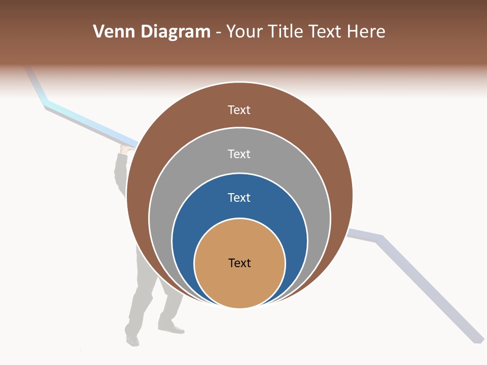 Young Modern Businessman Portrait Shot In Studio Over White Background - Pushing 3D Graphic Arrow Upwards PowerPoint Template