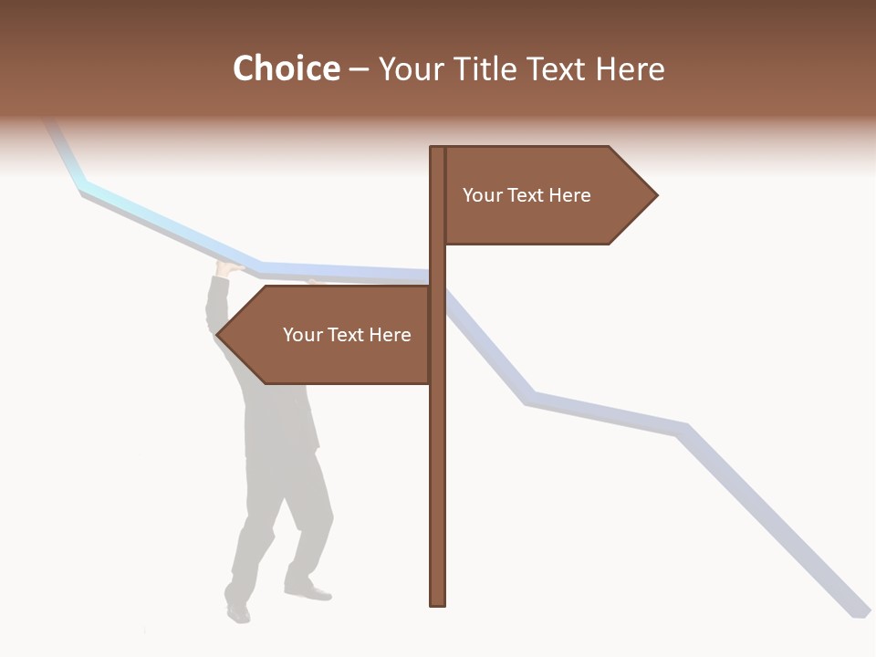 Young Modern Businessman Portrait Shot In Studio Over White Background - Pushing 3D Graphic Arrow Upwards PowerPoint Template