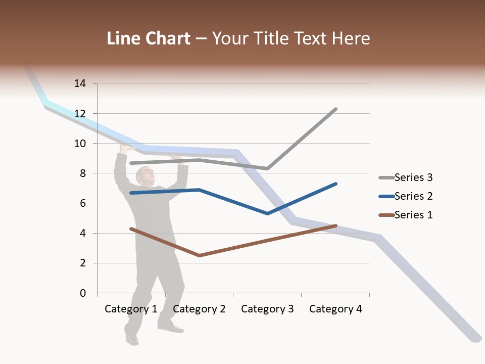 Young Modern Businessman Portrait Shot In Studio Over White Background - Pushing 3D Graphic Arrow Upwards PowerPoint Template