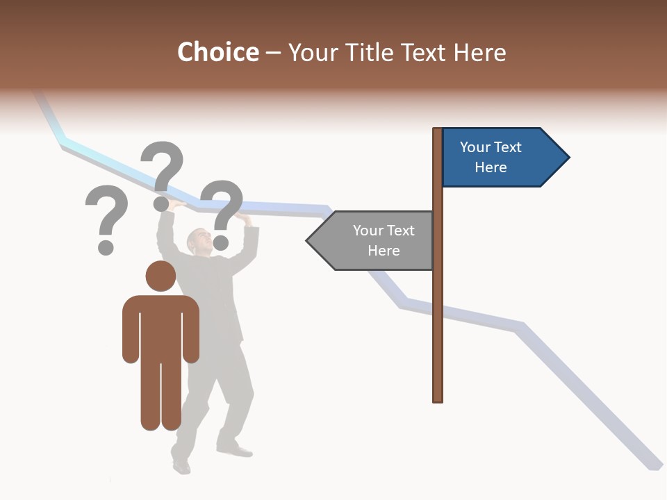 Young Modern Businessman Portrait Shot In Studio Over White Background - Pushing 3D Graphic Arrow Upwards PowerPoint Template