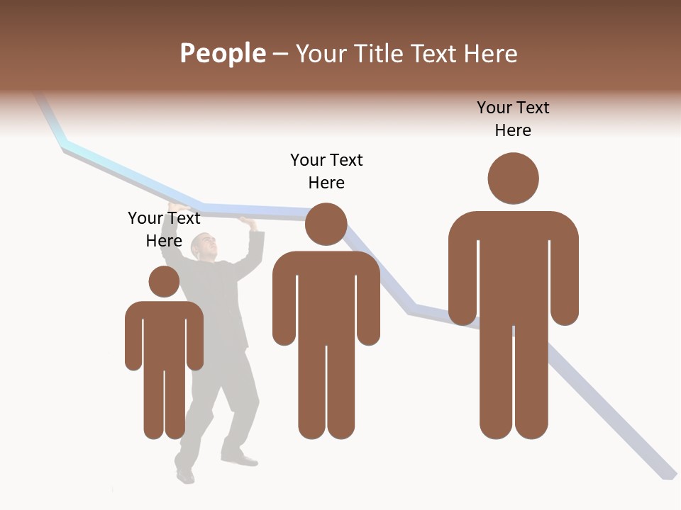 Young Modern Businessman Portrait Shot In Studio Over White Background - Pushing 3D Graphic Arrow Upwards PowerPoint Template