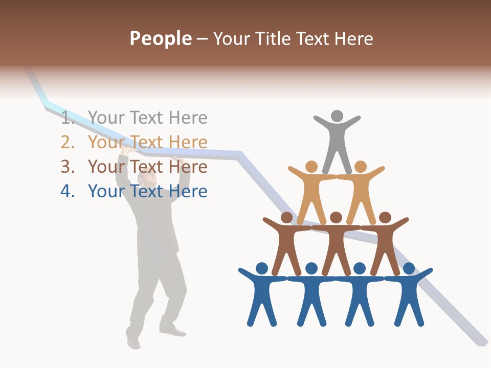 Young Modern Businessman Portrait Shot In Studio Over White Background - Pushing 3D Graphic Arrow Upwards PowerPoint Template