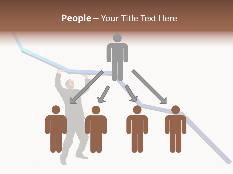 Young Modern Businessman Portrait Shot In Studio Over White Background - Pushing 3D Graphic Arrow Upwards PowerPoint Template