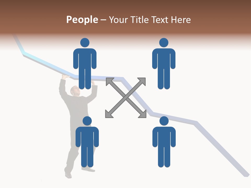 Young Modern Businessman Portrait Shot In Studio Over White Background - Pushing 3D Graphic Arrow Upwards PowerPoint Template