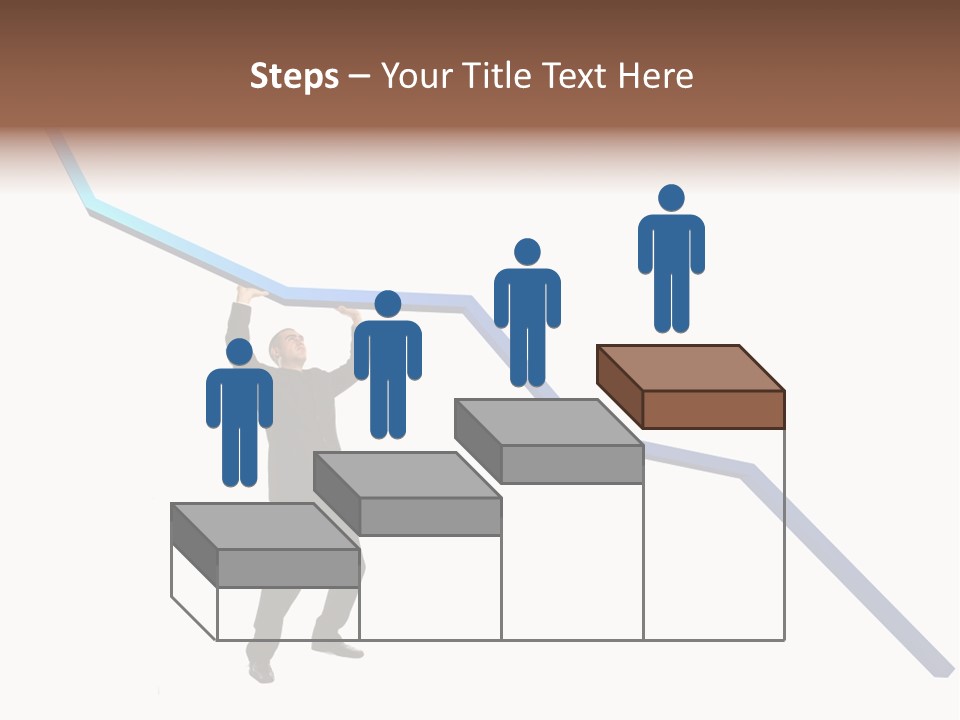 Young Modern Businessman Portrait Shot In Studio Over White Background - Pushing 3D Graphic Arrow Upwards PowerPoint Template