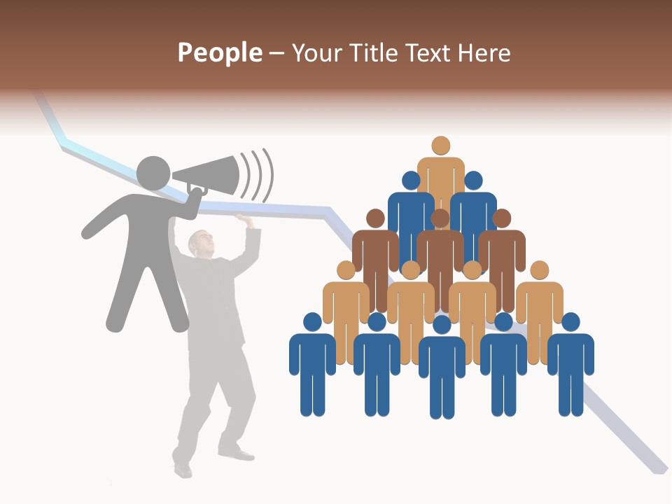 Young Modern Businessman Portrait Shot In Studio Over White Background - Pushing 3D Graphic Arrow Upwards PowerPoint Template