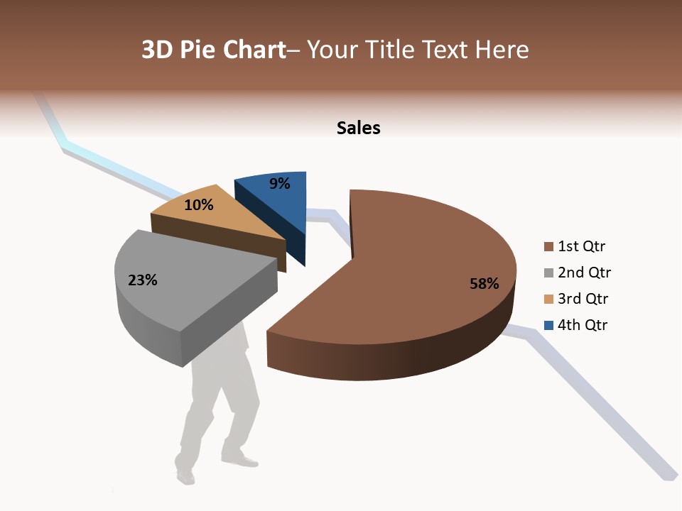 Young Modern Businessman Portrait Shot In Studio Over White Background - Pushing 3D Graphic Arrow Upwards PowerPoint Template