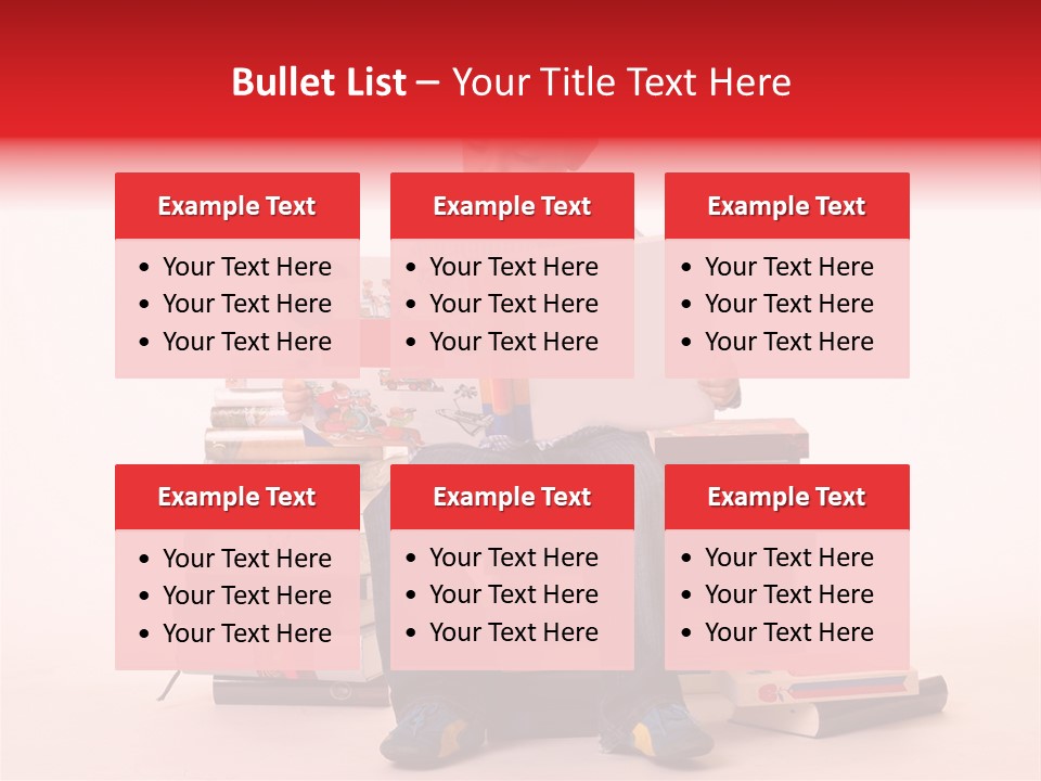 Young Boy Sitting On A Pile Of Books Reading Against A White Background PowerPoint Template