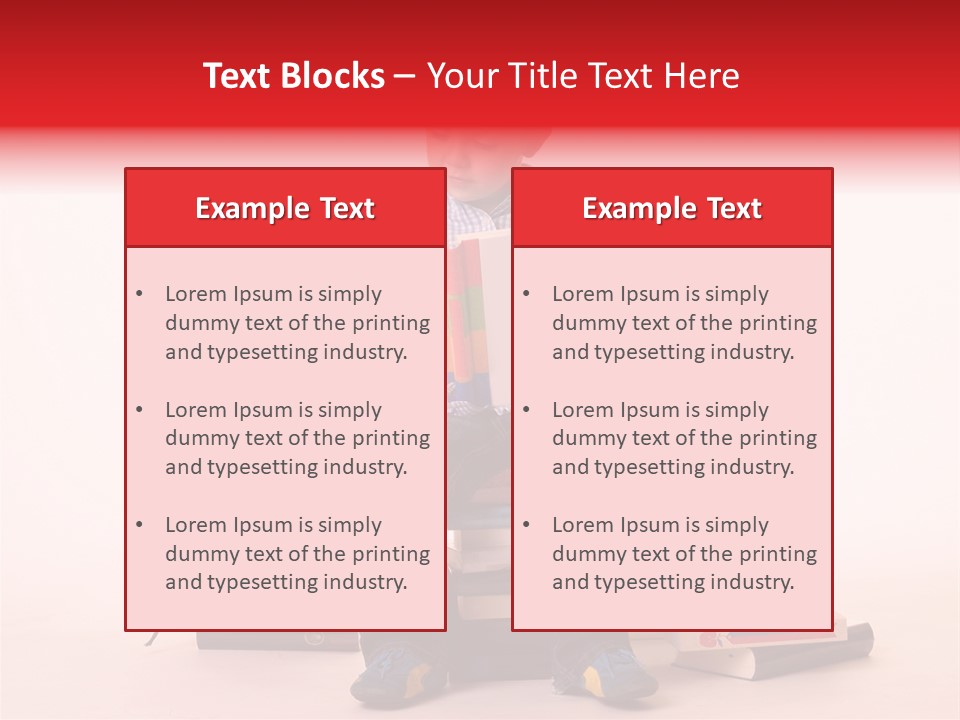 Young Boy Sitting On A Pile Of Books Reading Against A White Background PowerPoint Template