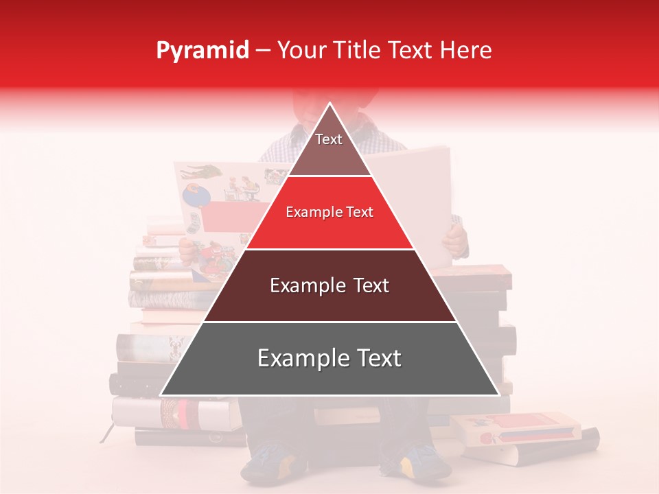 Young Boy Sitting On A Pile Of Books Reading Against A White Background PowerPoint Template