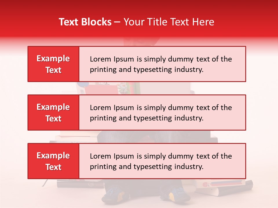Young Boy Sitting On A Pile Of Books Reading Against A White Background PowerPoint Template
