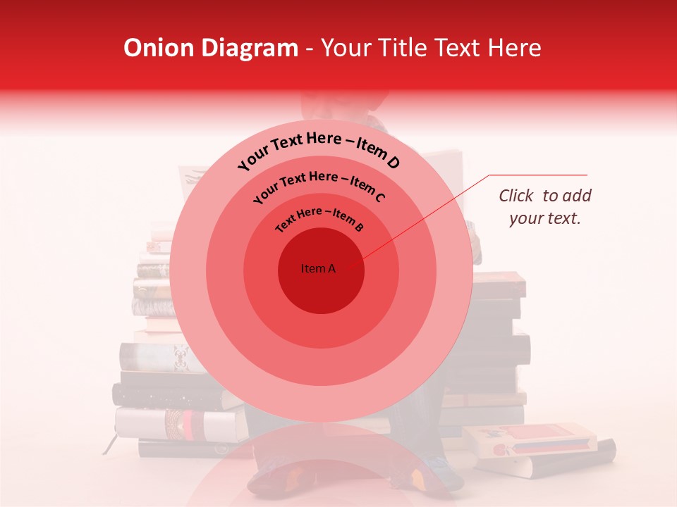 Young Boy Sitting On A Pile Of Books Reading Against A White Background PowerPoint Template