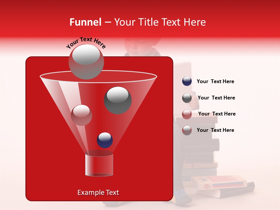Young Boy Sitting On A Pile Of Books Reading Against A White Background PowerPoint Template