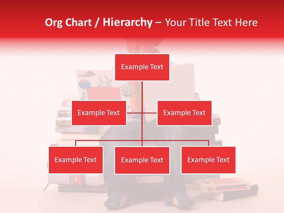 Young Boy Sitting On A Pile Of Books Reading Against A White Background PowerPoint Template
