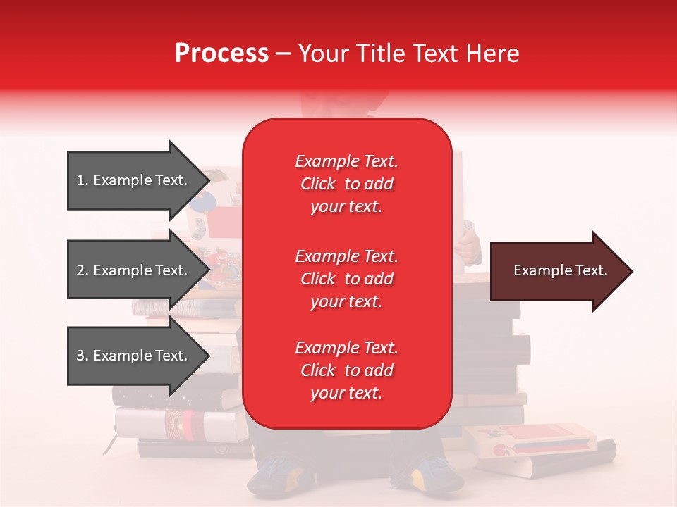 Young Boy Sitting On A Pile Of Books Reading Against A White Background PowerPoint Template