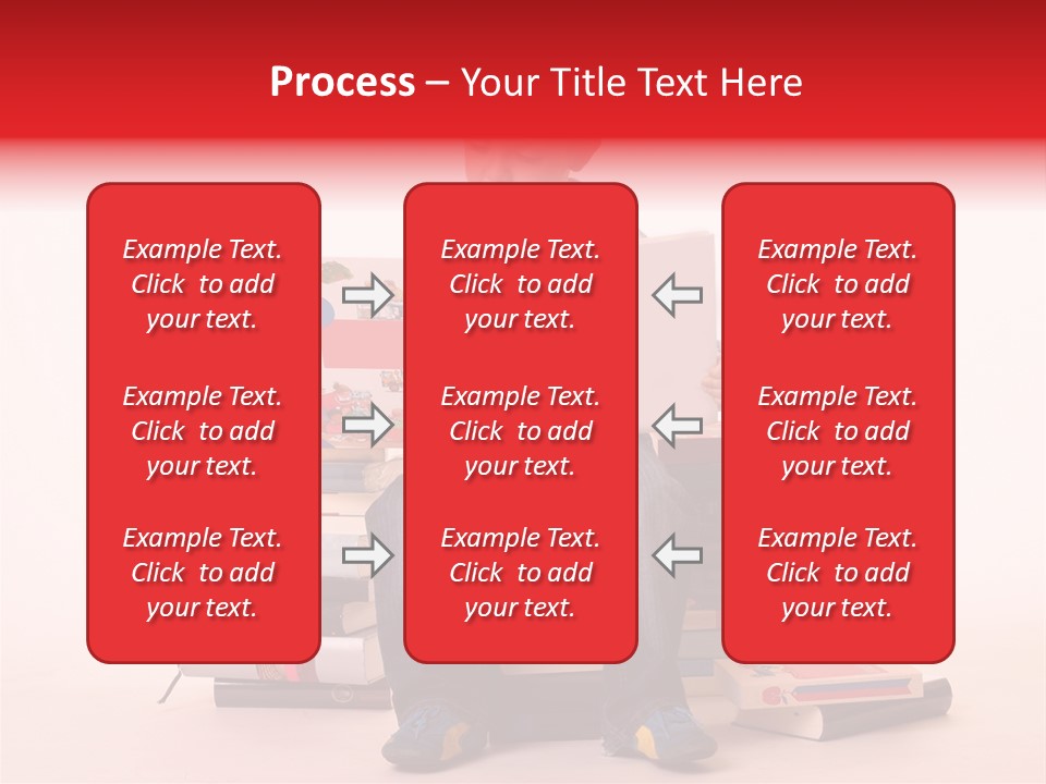 Young Boy Sitting On A Pile Of Books Reading Against A White Background PowerPoint Template