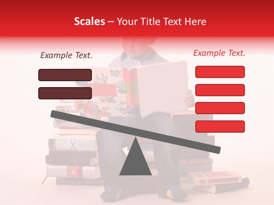 Young Boy Sitting On A Pile Of Books Reading Against A White Background PowerPoint Template