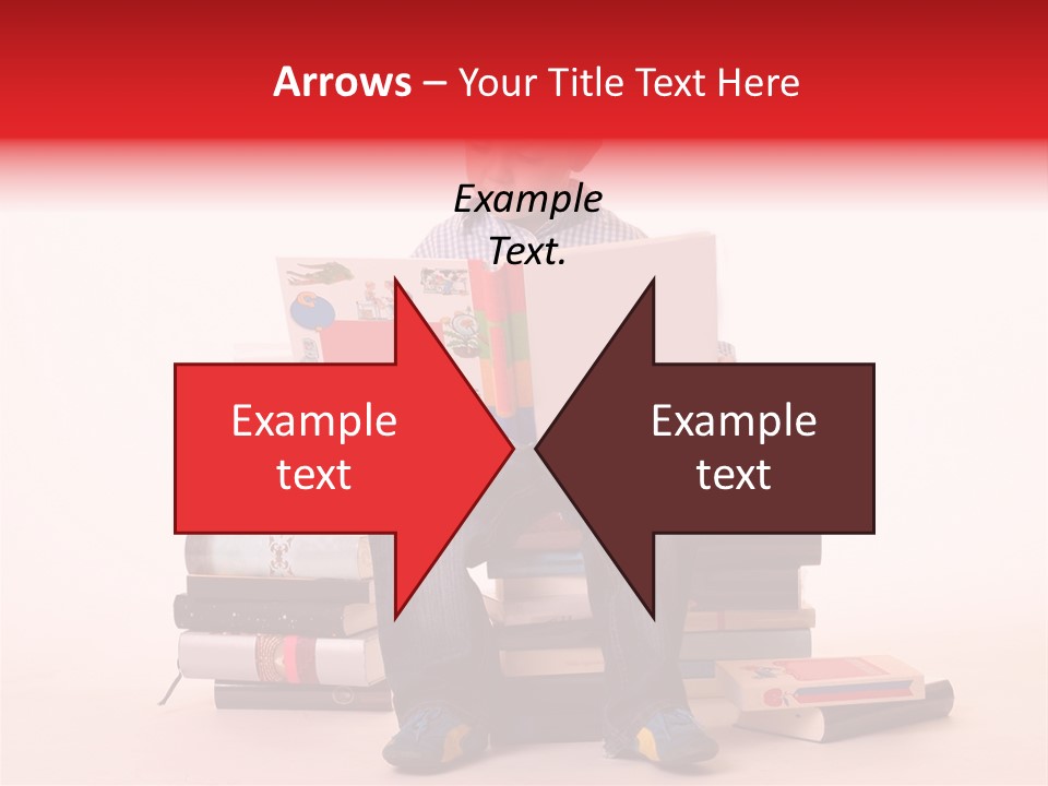 Young Boy Sitting On A Pile Of Books Reading Against A White Background PowerPoint Template