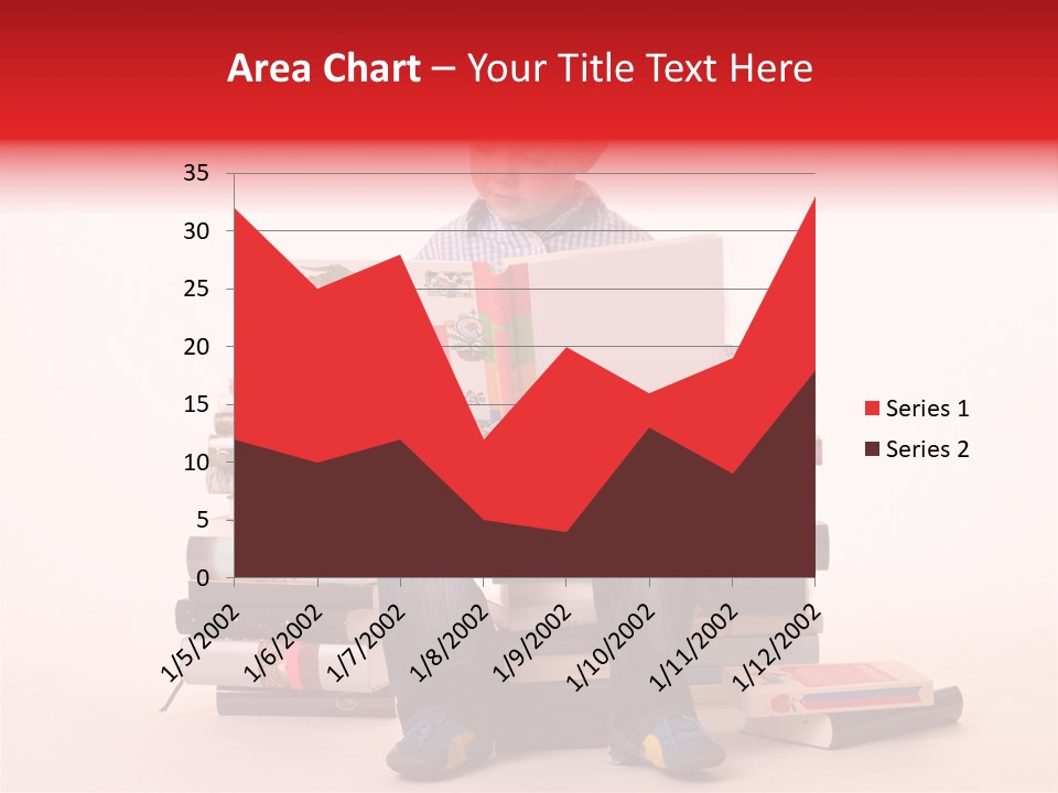 Young Boy Sitting On A Pile Of Books Reading Against A White Background PowerPoint Template