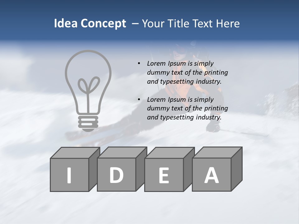 A Man Riding Skis Down A Snow Covered Slope PowerPoint Template