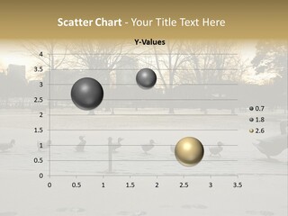 The Famous Family Of Brass Ducks In Boston's Public Gardens After A Small Snow Storm At Sunrise With Skyscrapers In The Background PowerPoint Template