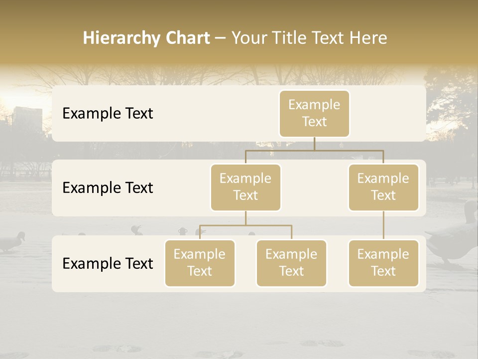 The Famous Family Of Brass Ducks In Boston's Public Gardens After A Small Snow Storm At Sunrise With Skyscrapers In The Background PowerPoint Template