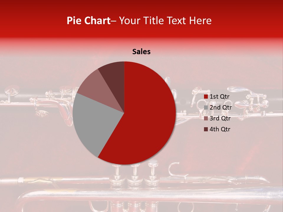 Silver Flute,Trumpet And Clarinet On Red Velvet Background PowerPoint Template