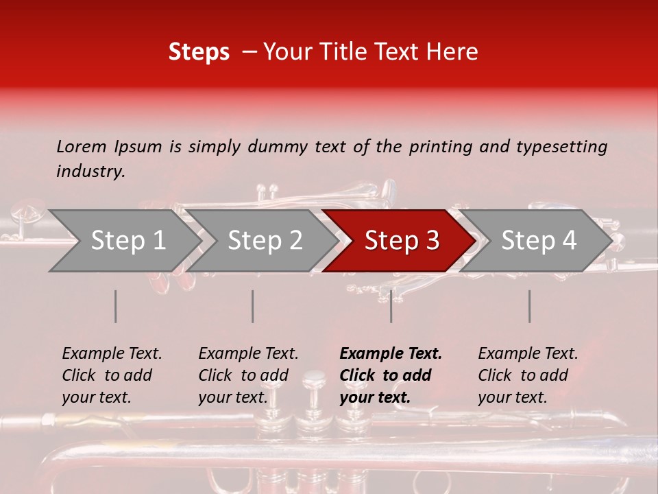 Silver Flute,Trumpet And Clarinet On Red Velvet Background PowerPoint Template