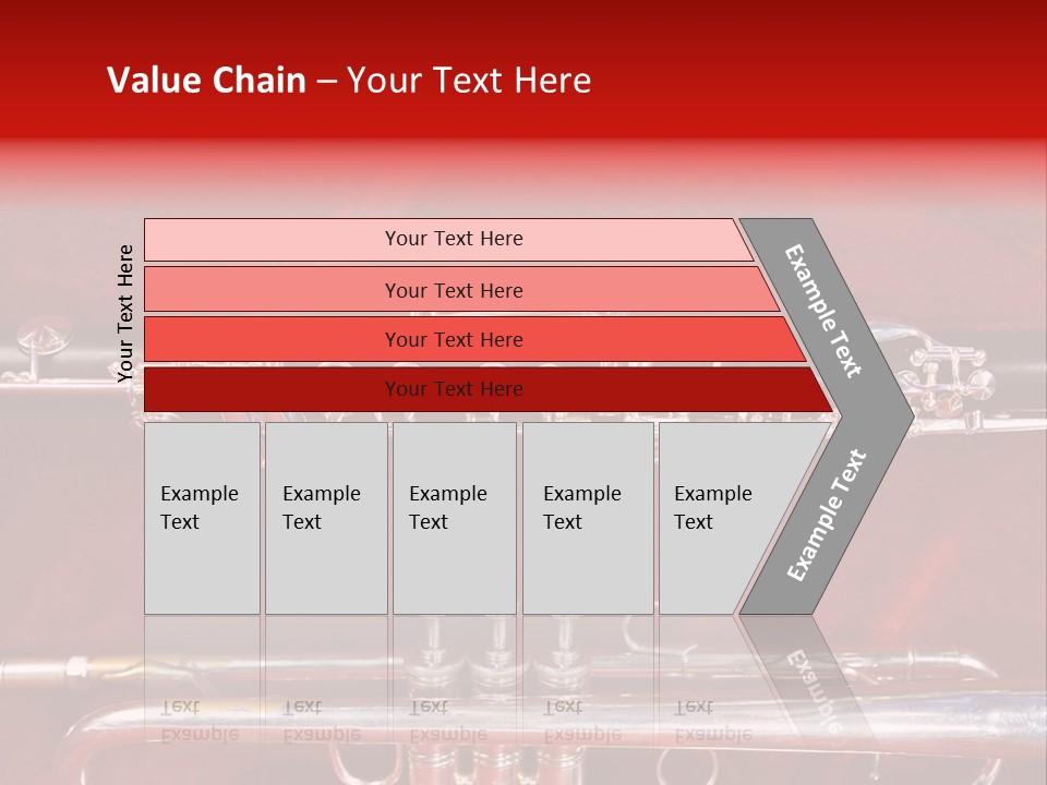 Silver Flute,Trumpet And Clarinet On Red Velvet Background PowerPoint Template