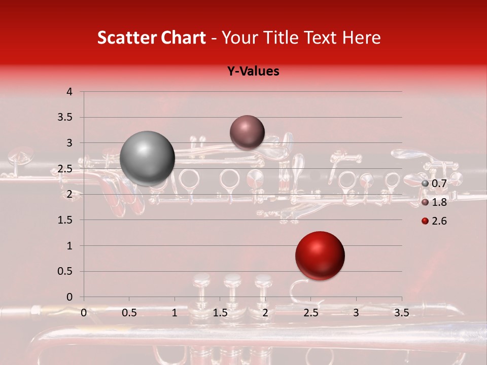 Silver Flute,Trumpet And Clarinet On Red Velvet Background PowerPoint Template