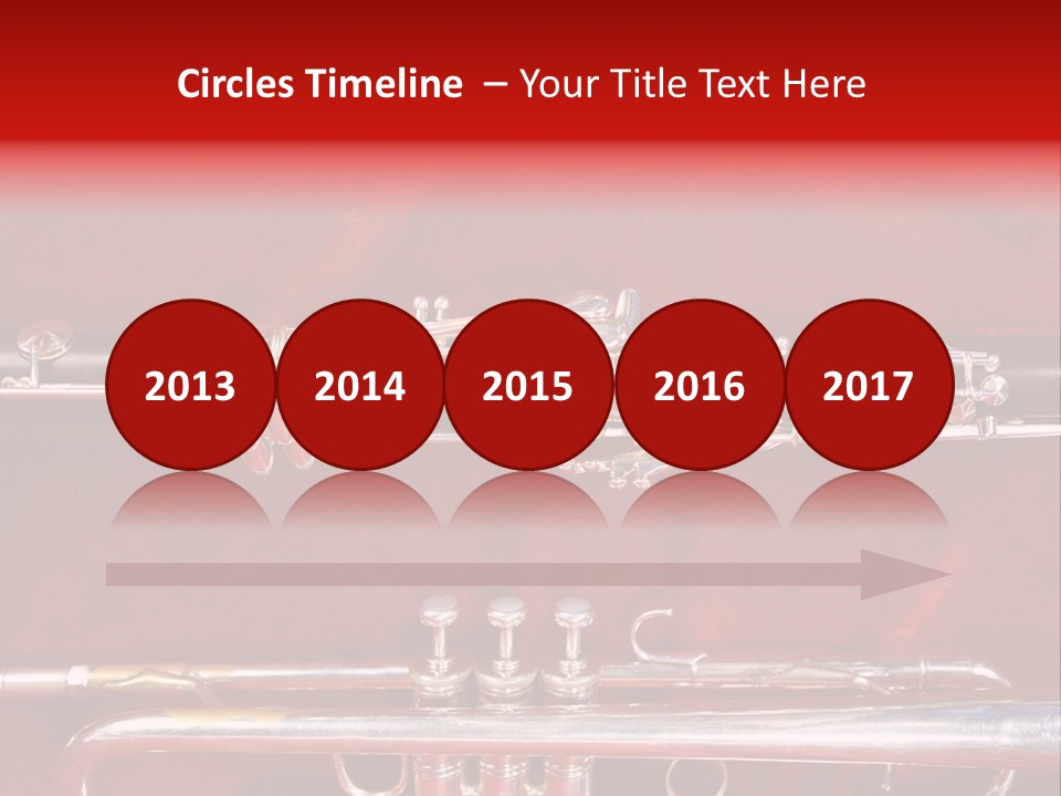 Silver Flute,Trumpet And Clarinet On Red Velvet Background PowerPoint Template