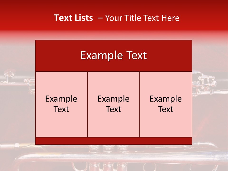 Silver Flute,Trumpet And Clarinet On Red Velvet Background PowerPoint Template