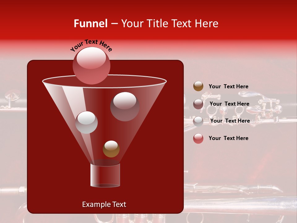 Silver Flute,Trumpet And Clarinet On Red Velvet Background PowerPoint Template