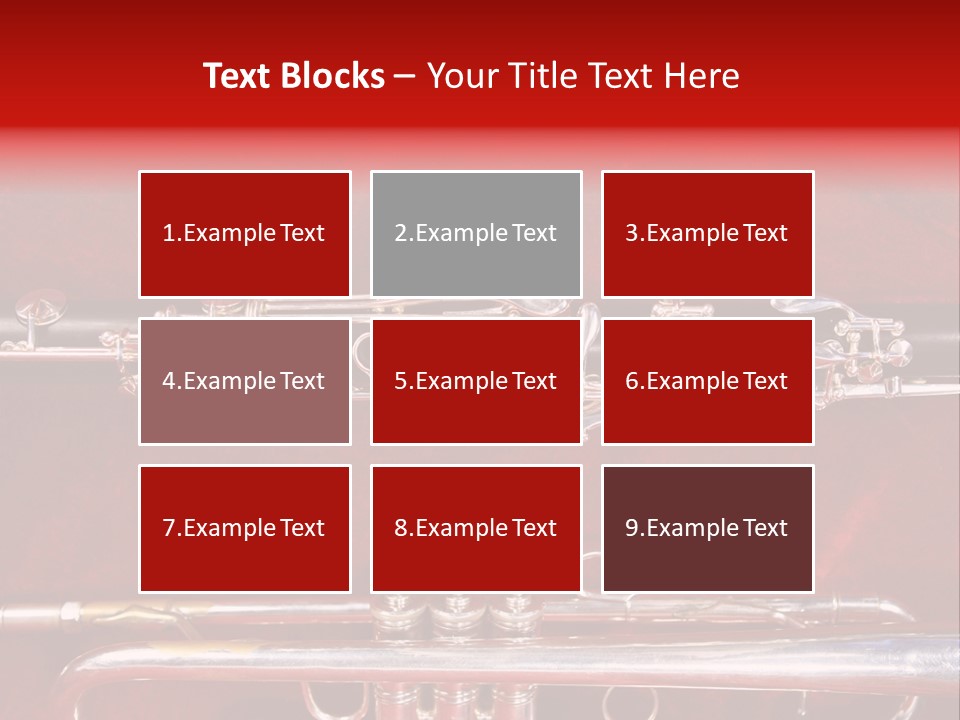 Silver Flute,Trumpet And Clarinet On Red Velvet Background PowerPoint Template