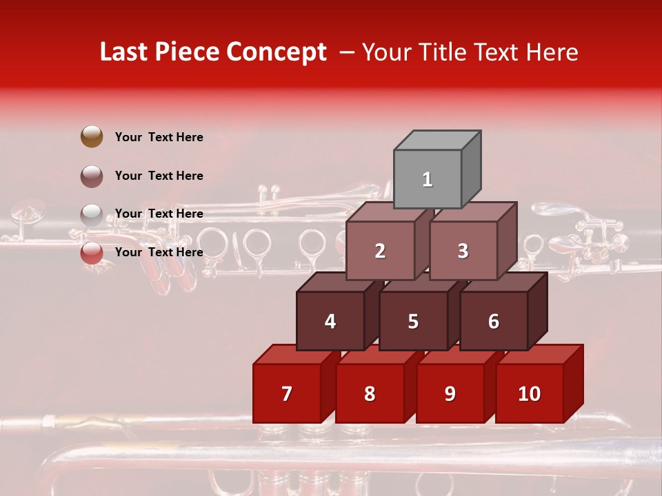 Silver Flute,Trumpet And Clarinet On Red Velvet Background PowerPoint Template
