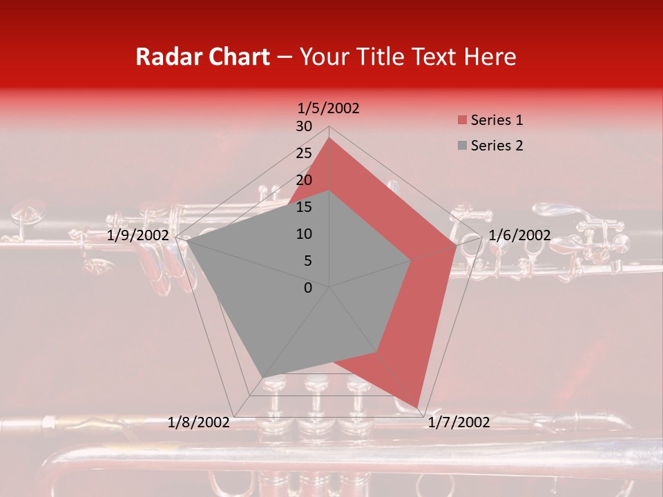 Silver Flute,Trumpet And Clarinet On Red Velvet Background PowerPoint Template