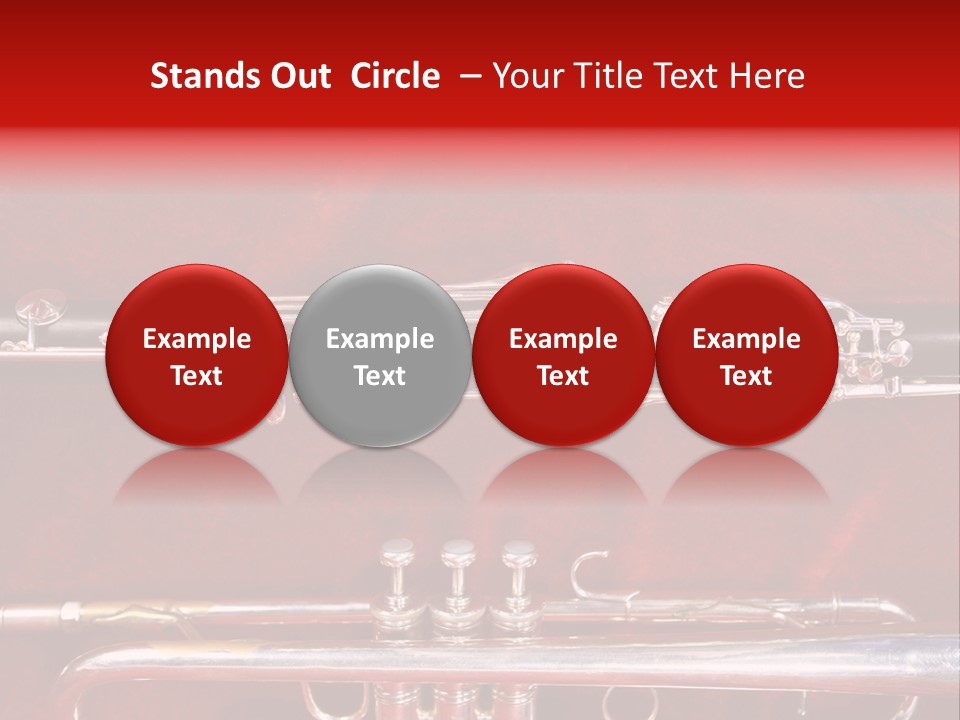 Silver Flute,Trumpet And Clarinet On Red Velvet Background PowerPoint Template