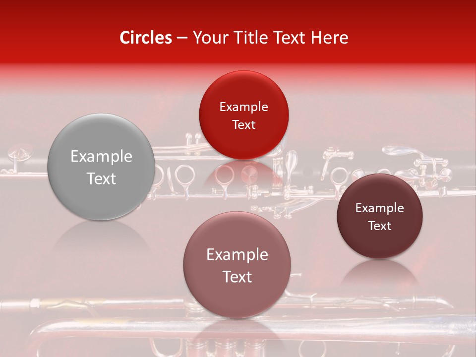 Silver Flute,Trumpet And Clarinet On Red Velvet Background PowerPoint Template