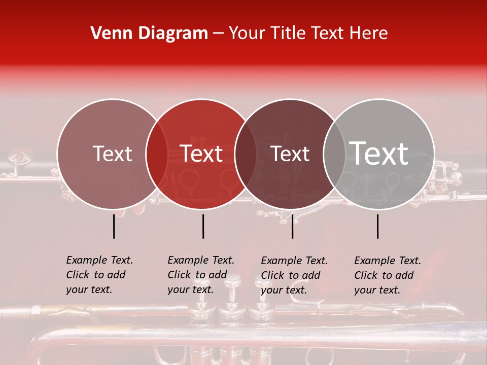 Silver Flute,Trumpet And Clarinet On Red Velvet Background PowerPoint Template