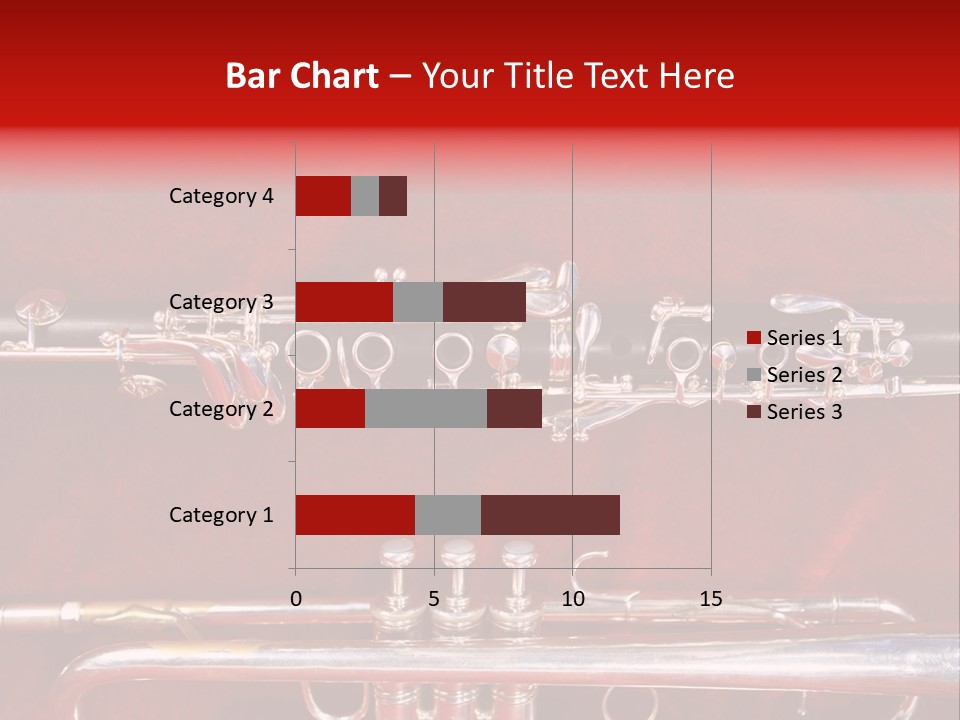 Silver Flute,Trumpet And Clarinet On Red Velvet Background PowerPoint Template
