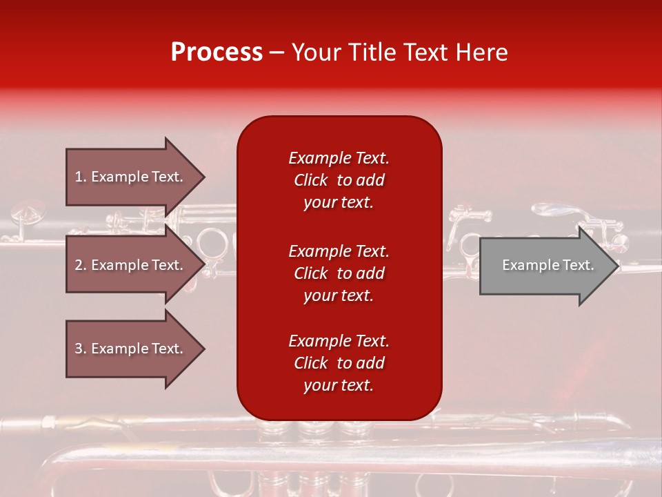 Silver Flute,Trumpet And Clarinet On Red Velvet Background PowerPoint Template