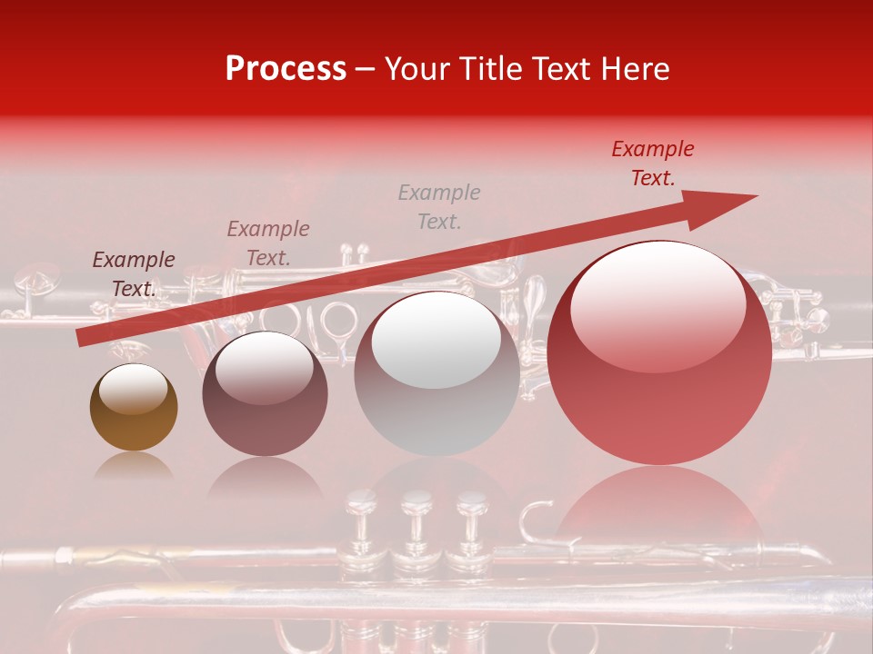 Silver Flute,Trumpet And Clarinet On Red Velvet Background PowerPoint Template