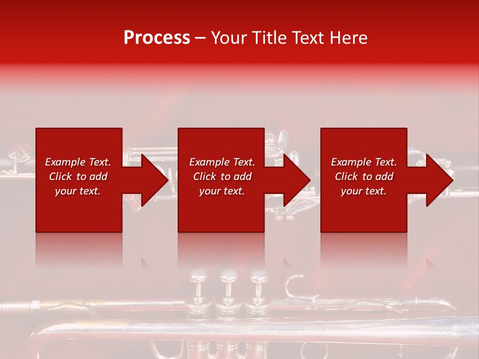 Silver Flute,Trumpet And Clarinet On Red Velvet Background PowerPoint Template