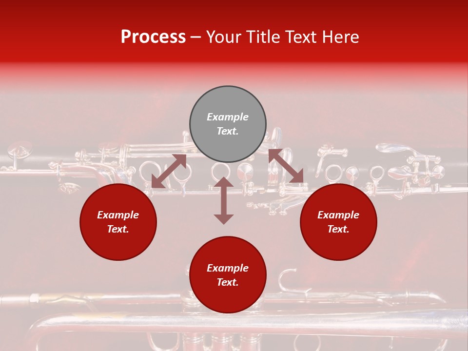 Silver Flute,Trumpet And Clarinet On Red Velvet Background PowerPoint Template