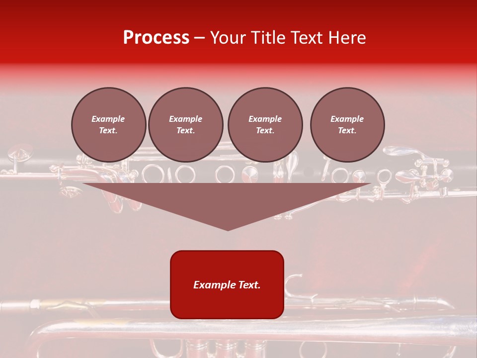 Silver Flute,Trumpet And Clarinet On Red Velvet Background PowerPoint Template