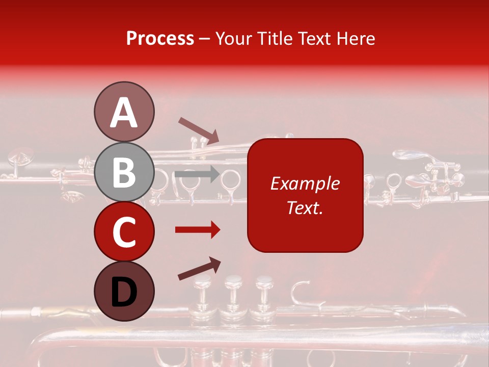 Silver Flute,Trumpet And Clarinet On Red Velvet Background PowerPoint Template