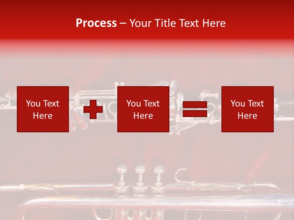 Silver Flute,Trumpet And Clarinet On Red Velvet Background PowerPoint Template