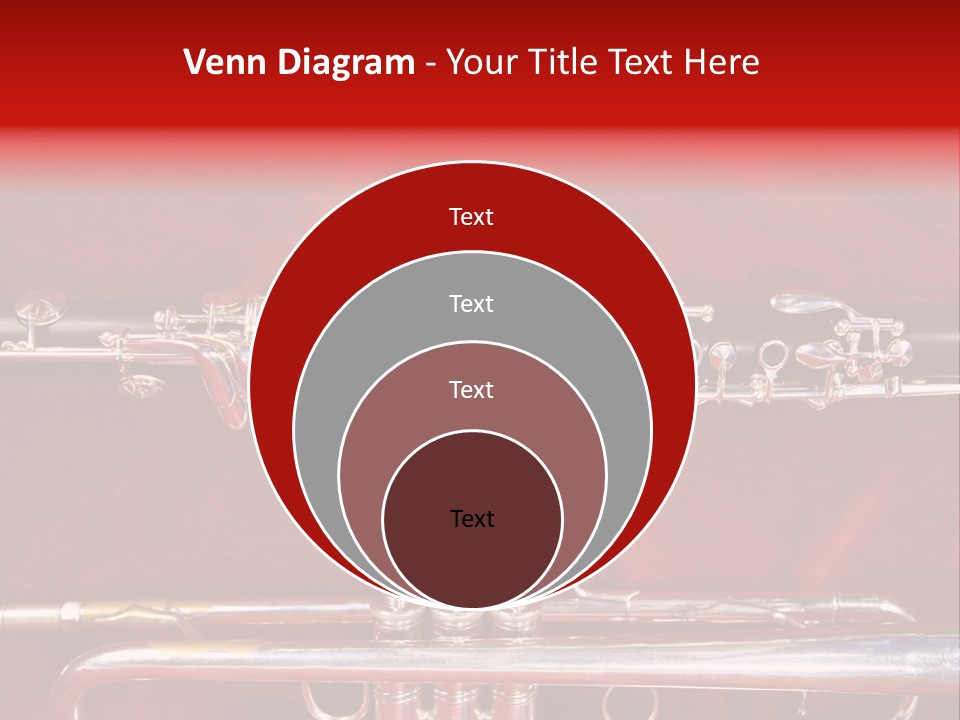 Silver Flute,Trumpet And Clarinet On Red Velvet Background PowerPoint Template